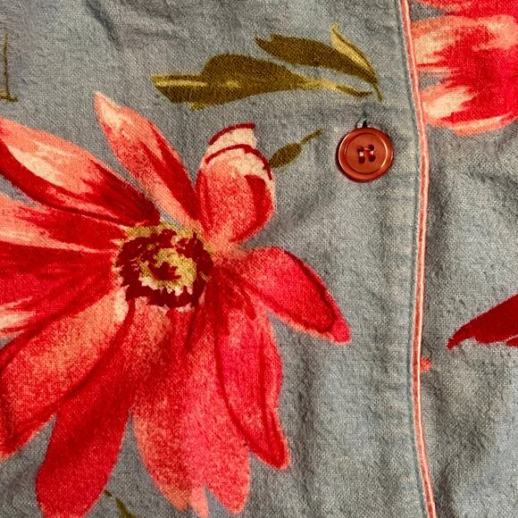 Studio 2-Piece Pajama Sleepwear Set Womens Sz M Pink & Blue Retro Floral A0031 - Picture 4 of 13